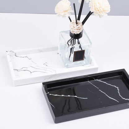 Marbled Storage Tray Resin Jewelry Display Plate Cosmetic Organizer Rectangle Home and Hotel Serving Tray.