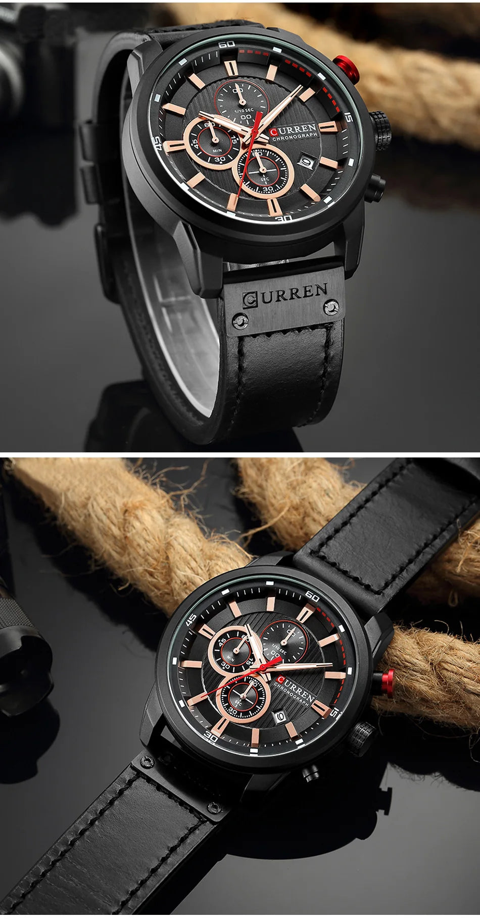 CURREN Brand Watch Men Leather Sports Watches Men's Army Military Quartz Wristwatch Chronograph Male Clock Relogio Masculino.