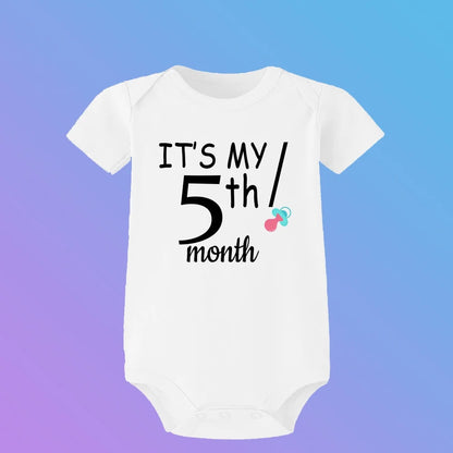 Monatlicher Meilenstein-Baby-Wachstums-Body, cooler Junge, 1–12 Monate, Einteiler, Babyparty, Geschenk, Monatsbilder, monatliche Overall-Kleidung.