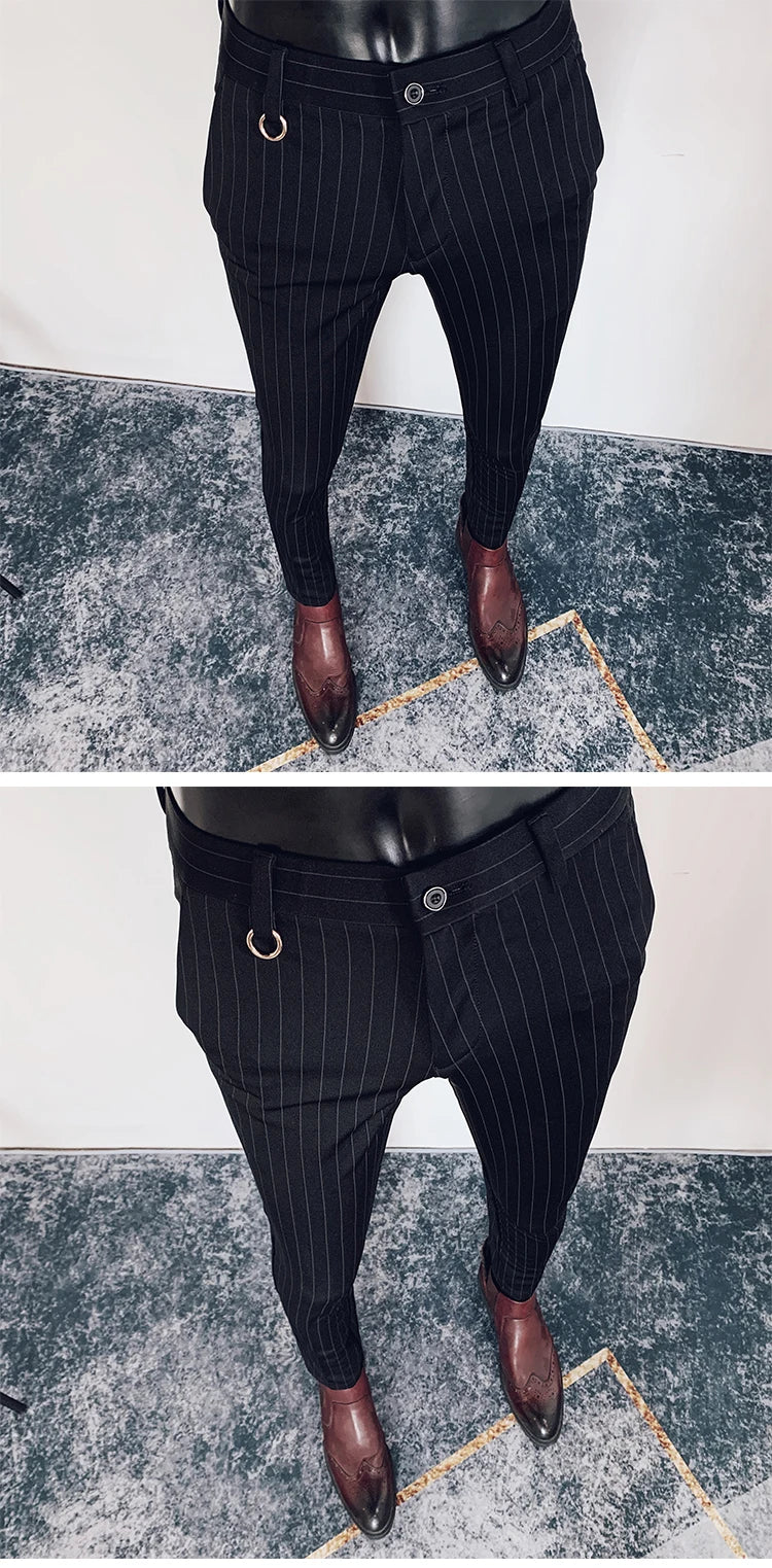 Men Suit Pants Formal Trousers Pantalone Hombre Stretch Slim Solid Color Casual Dress Full Length Pants Fashion New Men Clothing.