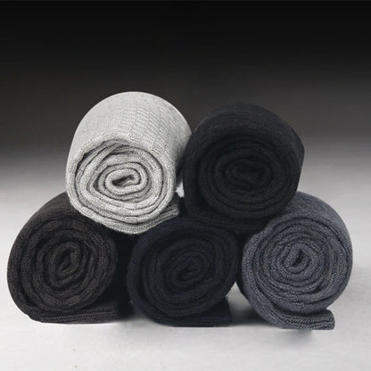 10 Pairs/Lot Men's Bamboo Fiber Socks 2025 New Compression Autumn Long Black Business Casual Man Dress Sock Gift Plus Size 42-45.