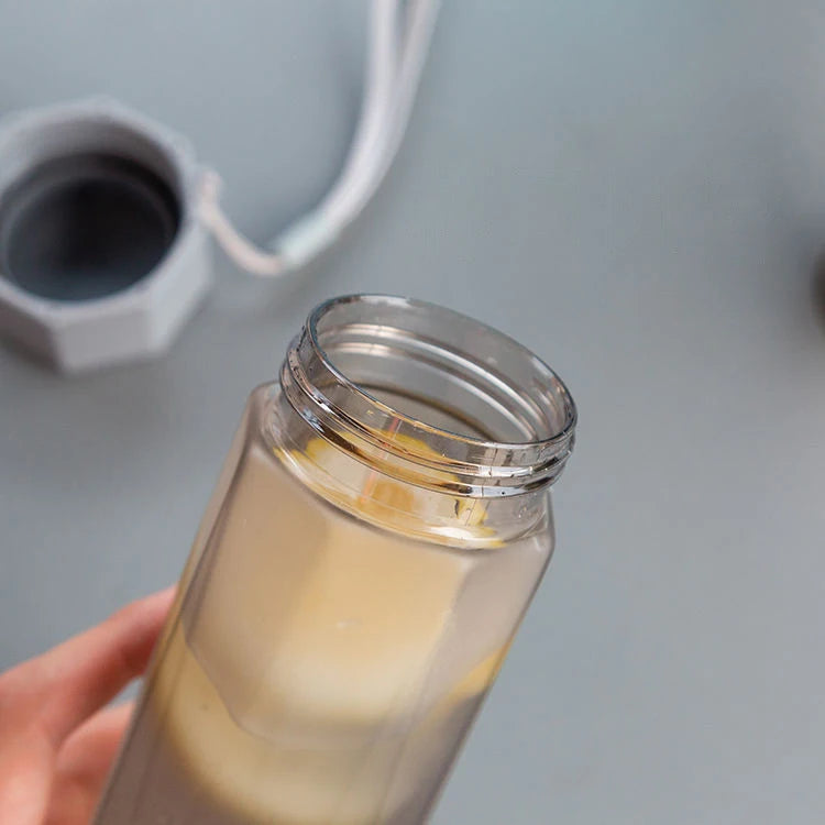 Portable Plastic Water Bottle Creative Matte Water Cup Outdoor Juice Leak-Proof Sports Bottle with Rope Travel Camping Bottles.