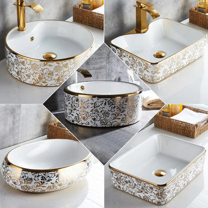 Kunst Keramik Bad Waschbecken Set Keramik Becken Platte Waschbecken Waschbecken Bad Wasserhahn Pop Up Becken Mischbatterie