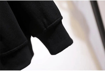 150Kg Plus Größe frauen Frühling Herbst Lose Mit Kapuze Sweatshirt Büste 154cm 6XL 7XL 8XL 9XL 10XL Lange hülse Gefälschte Zipper Top Schwarz.