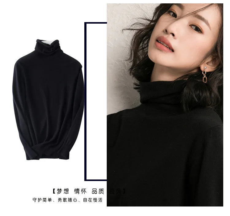 Herbst-Winter-Pullover mit Rollkragen, schmale Passform, Basic-Pullover, 2025, modische koreanische Strickoberteile, Bodenbildung, Damenpullover, Stretch-Pullover