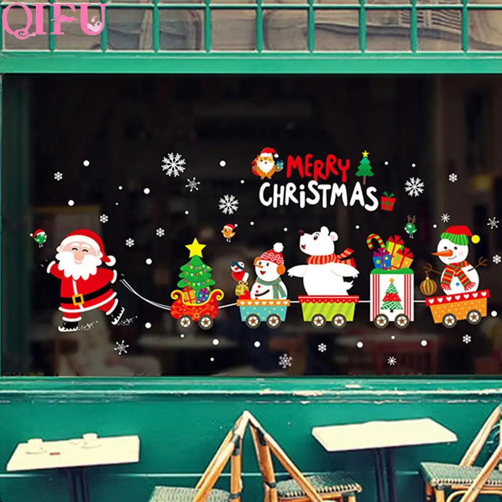 2025 Merry Christmas Wall Sticker Window Glass Merry Christmas Decor for Home Living Room Wall Decor 2026 Happy New Year Sticker.