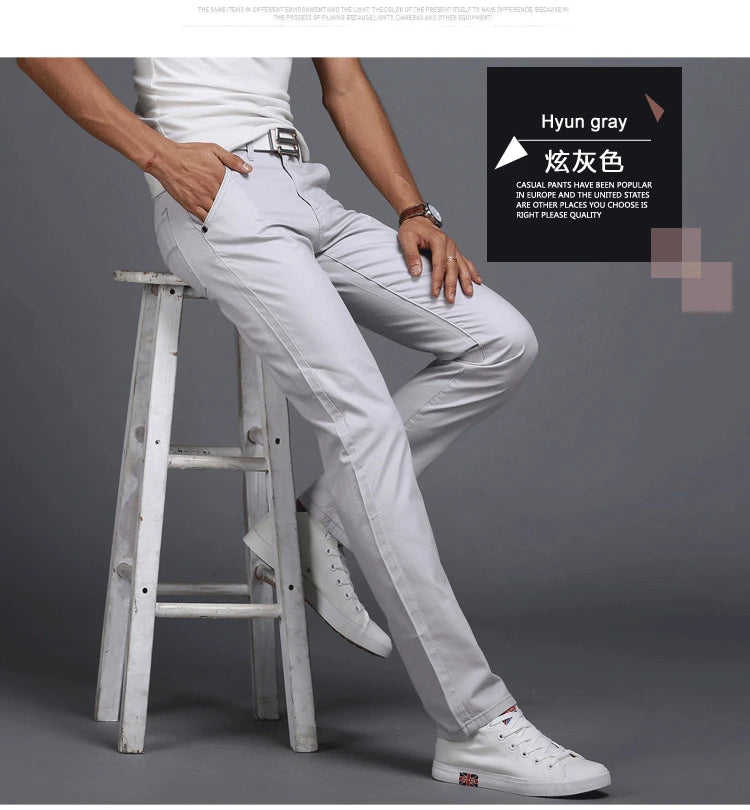 2022 Spring summer New Casual Pants Men Cotton Slim Fit Chinos Fashion Trousers Male Brand Clothing 9 colors Plus Size 28-38.