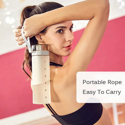 Fashion Square Frosted Plastic Water Bottle Portable Leakproof Transparent Gym Bottle Outdoor Sport Direct Drinking Cup BPA Free.