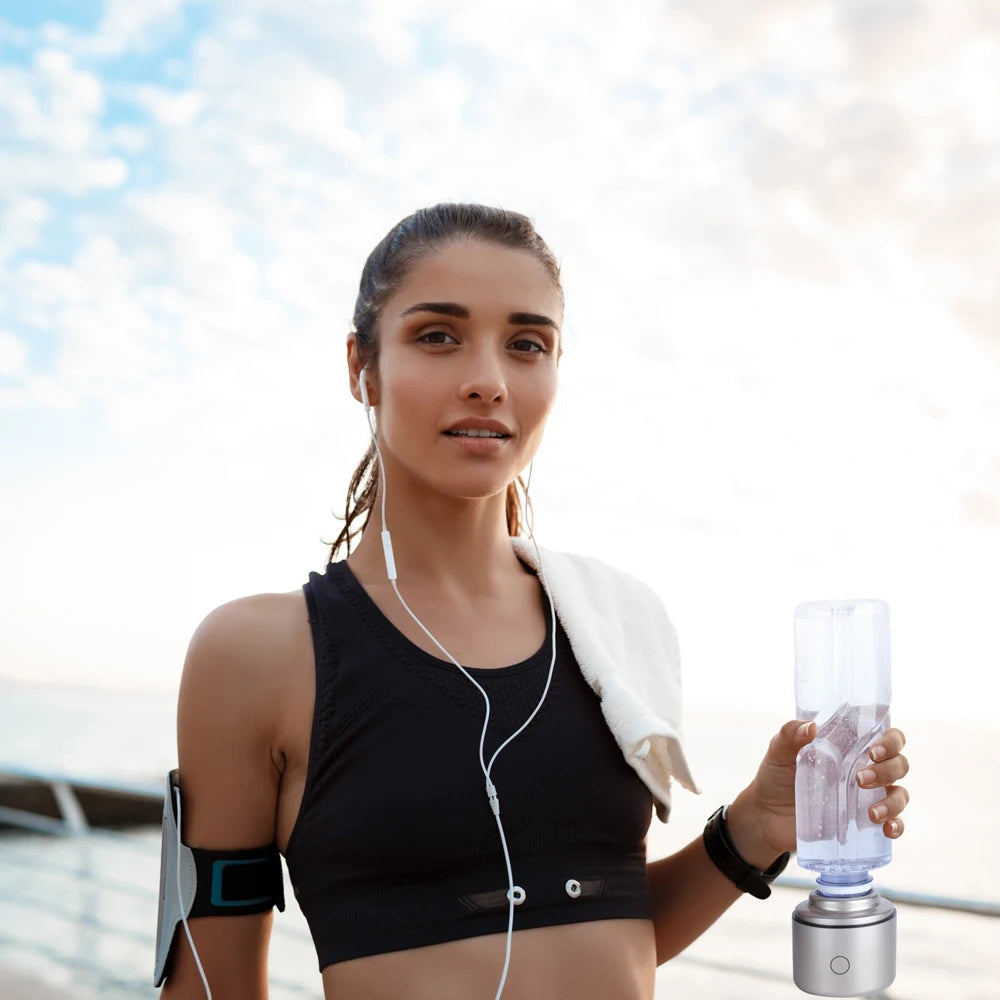 Portable 5000PPB Nano High Rich Hydrogen Water Generator Bottle ORP Alkaline Electrolysis Ionizer Anti-Aging Can Breathe Pure H2