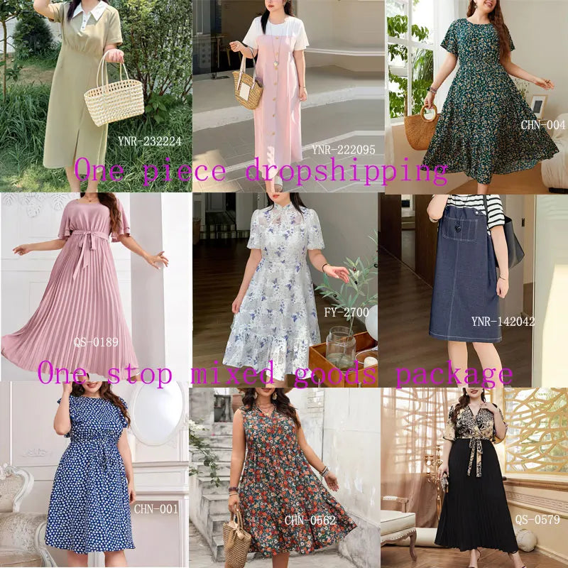 New Summer Style XL-4XL Plus Size Women's Dress Versatile and Fashionable with Elastic Waist Slimming and Loose Fit.