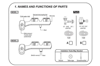 Bidet-Toilettensitzaufsatz, nicht elektrisch, selbstreinigend, Doppeldüsen, zum Waschen heiß, kalt, Mixer, Wasser, Damen-Badezimmer-Zubehör, Sprühgerät