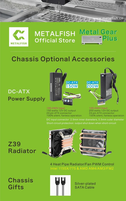 METALFISH MetalGear Plus Aluminum Mini HTPC Case Mini ITX Cases Computer Gaming PC Desktop Case.