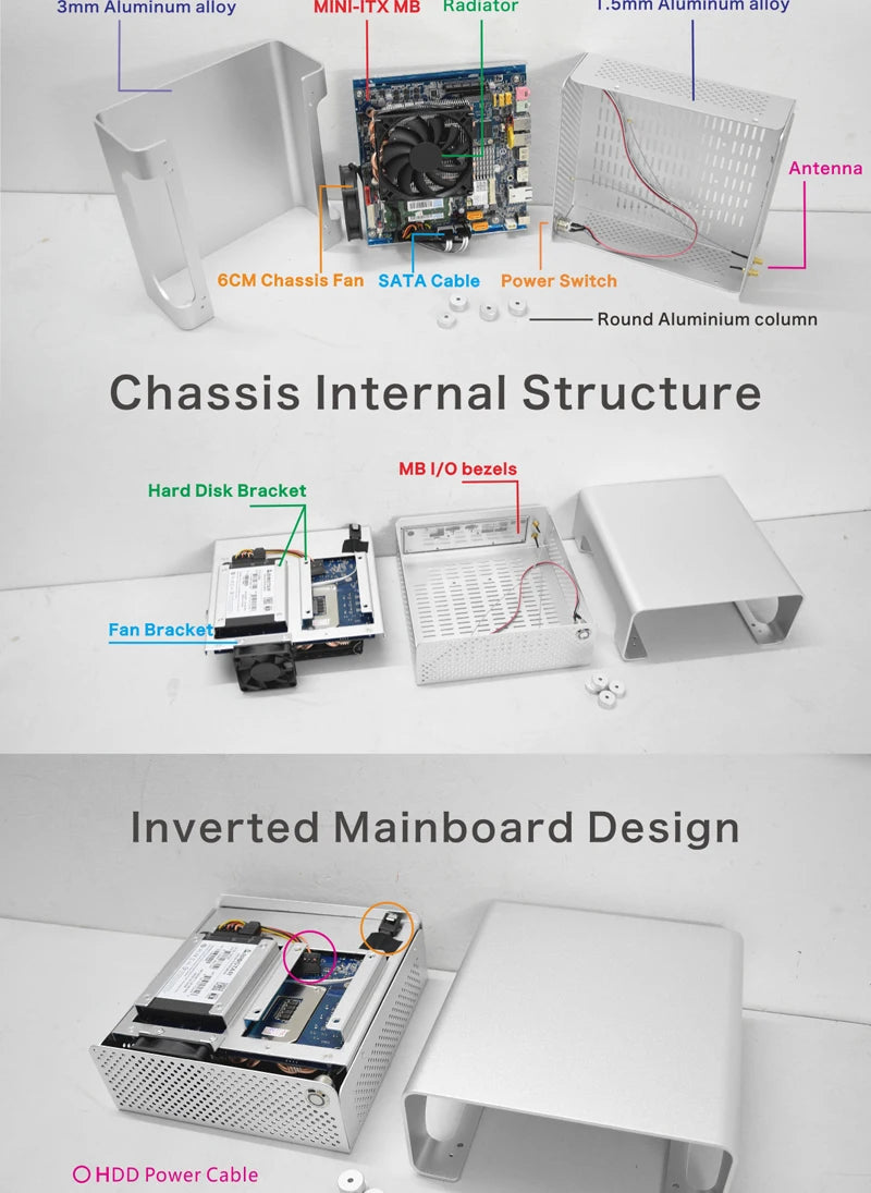 METALFISH MetalGear Plus Aluminum Mini HTPC Case Mini ITX Cases Computer Gaming PC Desktop Case.
