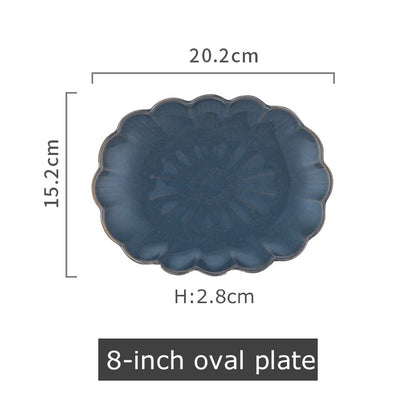 1pc Japanese Dinnerware Ceramic White Blue Dinner Plate Serving Dishes Rice Ramekin Sauce Bowl Microwave Safe