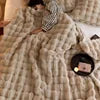 Tuscany Eco-friendly Rabbit Hair Short Pile Leisure Blanket Light Luxury Soft Warm Blanket.