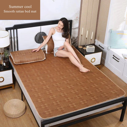 WOSTAR Summer bamboo rattan cooling mattress cool ice sleeping mat single double bed family cold sheet protection pad king size.