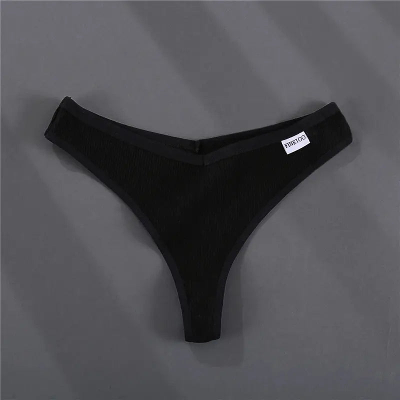 FINETOO 3PCS/Set G-string Panties Cotton Women's Underwear Sexy Panty Female Underpants Thong Solid Color Lingerie T-Back Design
