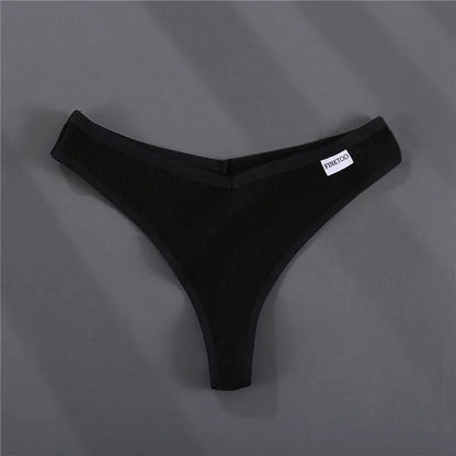 FINETOO 3PCS/Set G-string Panties Cotton Women's Underwear Sexy Panty Female Underpants Thong Solid Color Lingerie T-Back Design