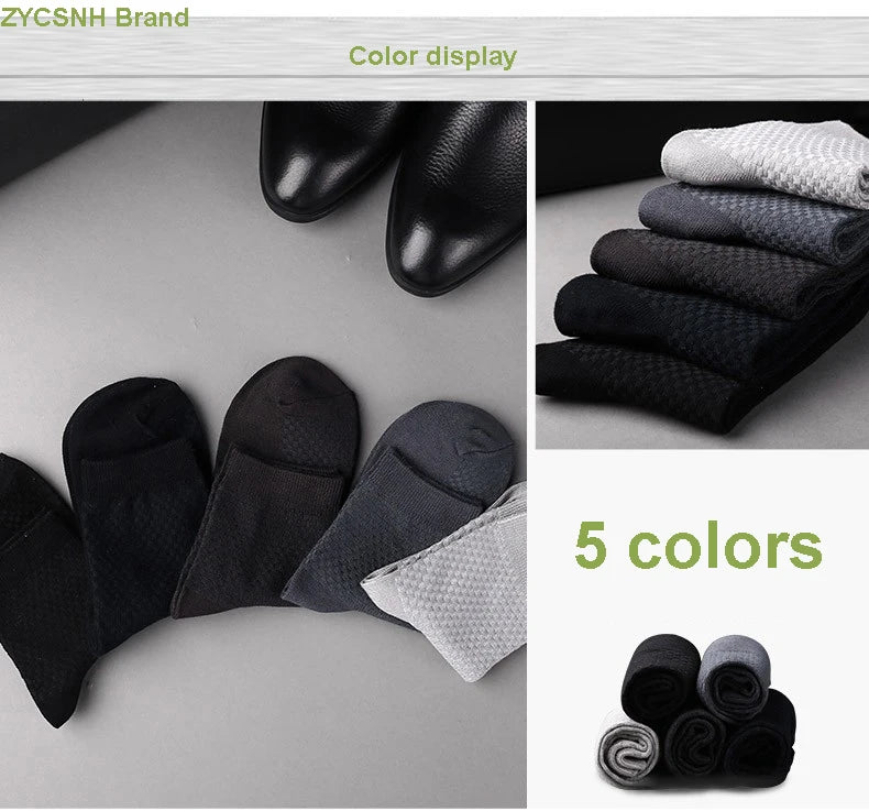 10 Pairs/Lot Men's Bamboo Fiber Socks 2025 New Compression Autumn Long Black Business Casual Man Dress Sock Gift Plus Size 42-45.