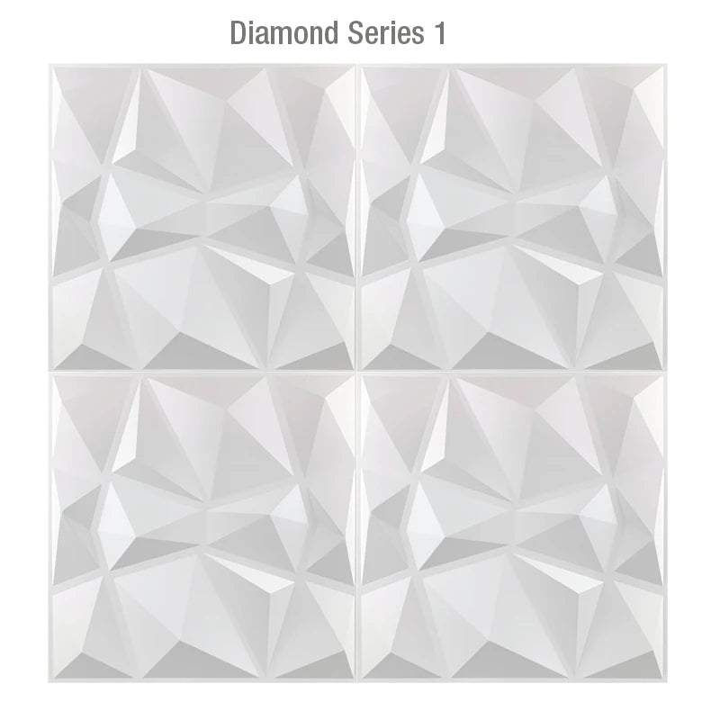 12pcs 30x30cm Super 3D Art Wall Panel PVC Waterproof 3D Wall Sticker Decor Tiles Diamond Design DIY Home Decor 11.81'' X 11.81''