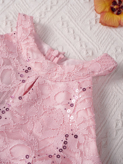 Kinder Mädchen Hochzeit Geburtstag Party Kleid Ärmelloses Blumen Spitze Strass Tanz Kleid Body für Pageant Bühne Leistung