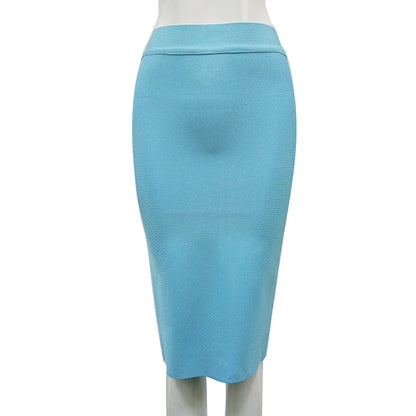 16 Colors High Quality Tight Pink Green Black Rayon Knee Length Bandage Skirt Night Club Party Skirt