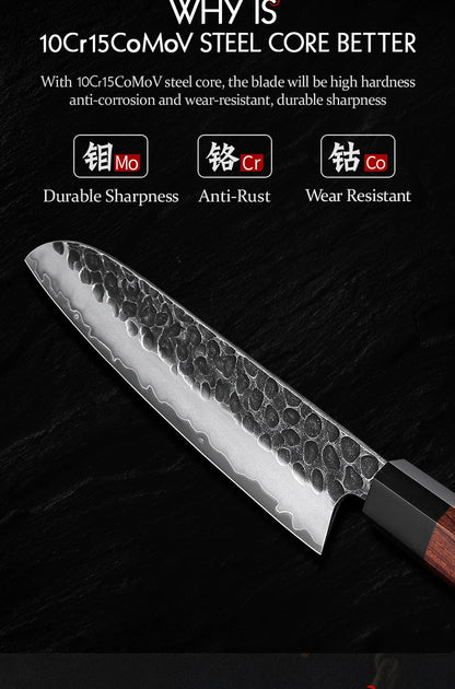 HEZHEN 1PC-5PC Kitchen Knife Set Chef Utility Stainless Steel 3 Layers Composite Steel Santoku Nakiri Kitchen Accessories