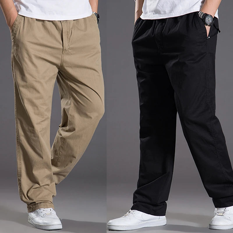 Mens casual Cargo Cotton pants men pocket loose Straight Pants Elastic Work Trousers Brand Fit Joggers Male Super Large Size 6XL.