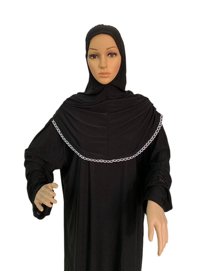 H118 Free size muslim dress with attached hijab pray khimar kaftan  burqa abaya robe hijab middle east clothing.