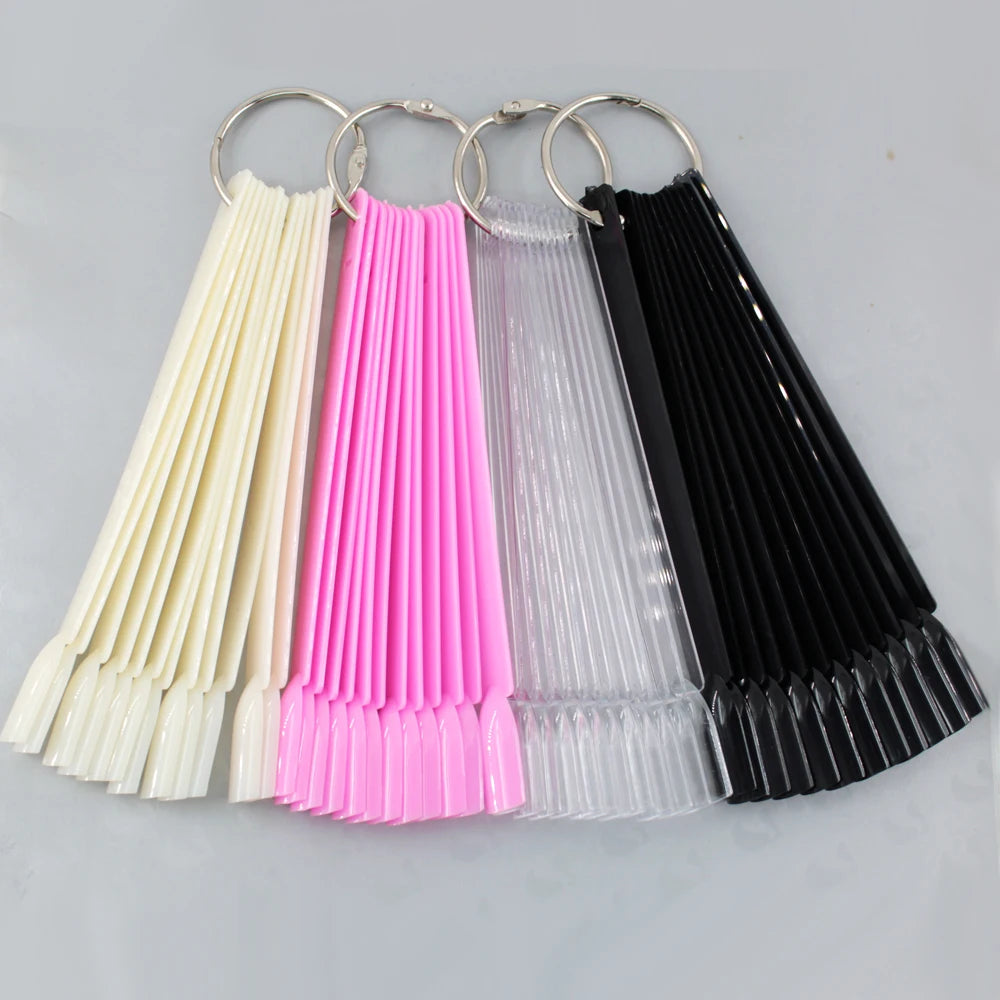 False Nail Tips fan Nature Clear Black 12/24/32/50 pcs/set Finger Full Card Nail Art Display Practice Polish all for Manicure.