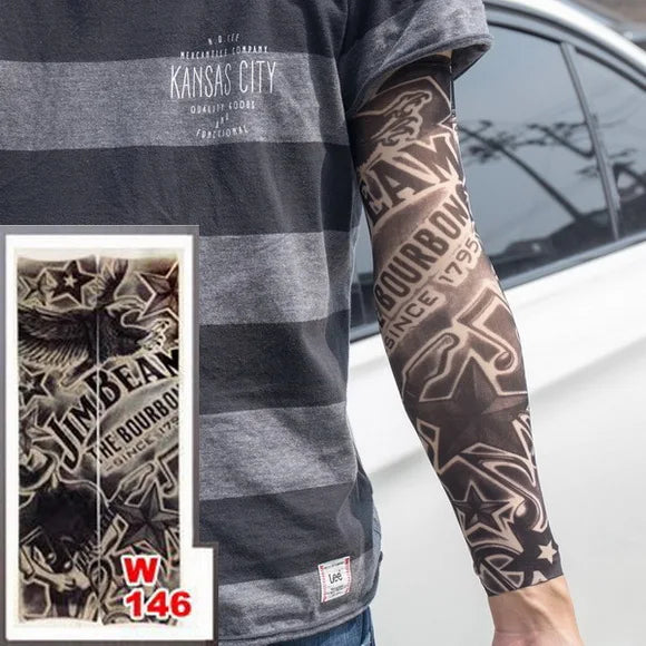 1pc hot sale tattoo sleeve  styles elastic Fake 100%nylon Arm stocking beloved girl Buddha Wolf Dragon design halloween cool men.