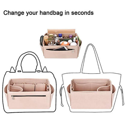 Make up Organizer Felt Cloth Handbag Organizer Insert Bag Travel Inner Purse Portable Cosmetic Bags Fits Speedy Neverfull.