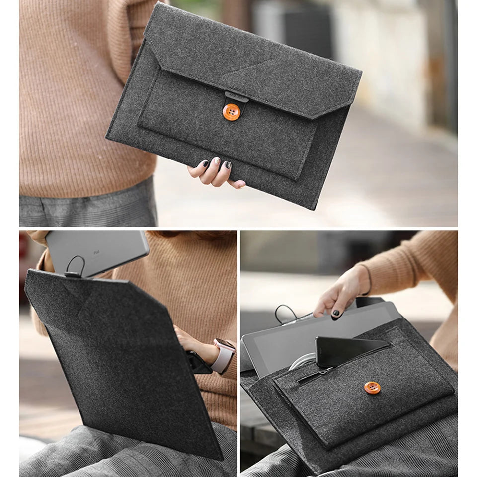 11.6/13/14/15"Laptop Sleeve Felt Ultralight Notebook Tablet Pad Case Multi-pocket Pouch Bag Briefcases for Apple Macbook/ Asus