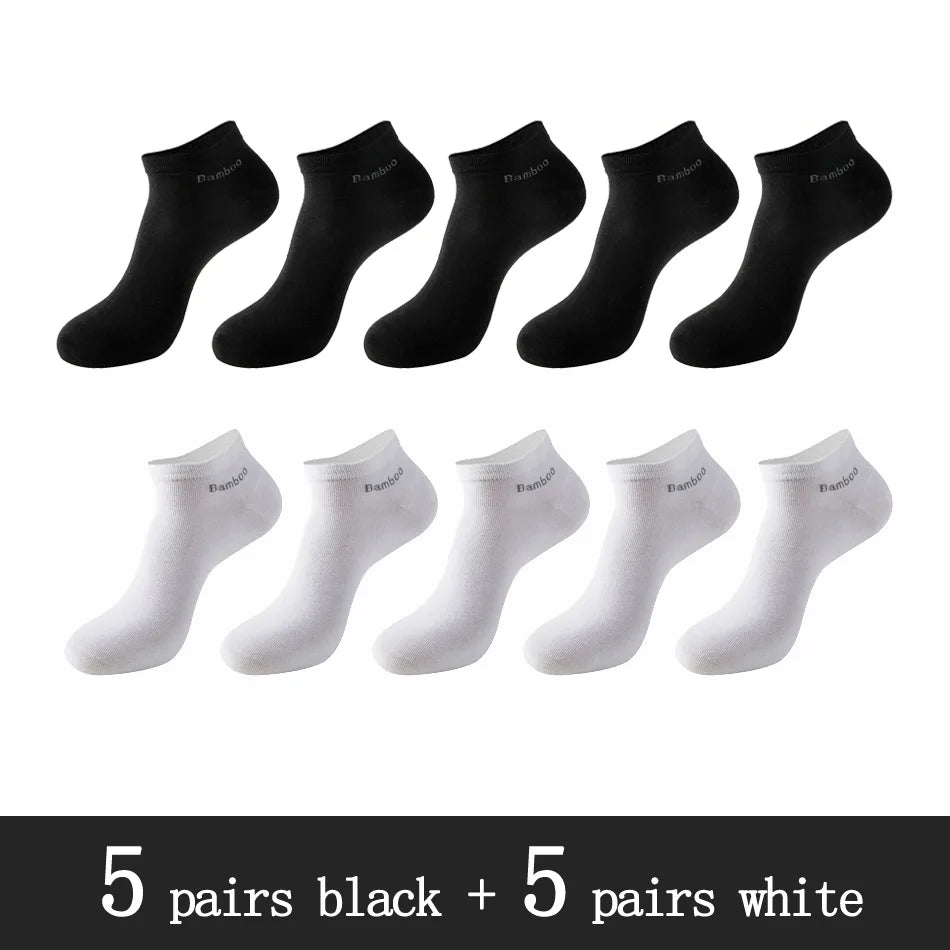 10 Pairs / Pack Men's Bamboo Fiber Socks Short High Quality New Casual Breatheable Anti-Bacterial Man Ankle Socks Men