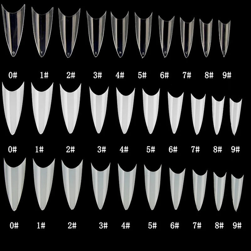 NATURAL CLEAR /WHITE 3 COLORS STILETTO FALSE NAIL TIPS, 500PCS FRENCH FAKE NAIL TIPS NAIL ART ACRYLICS ARTIFICIAL DIY NAIL TIPS