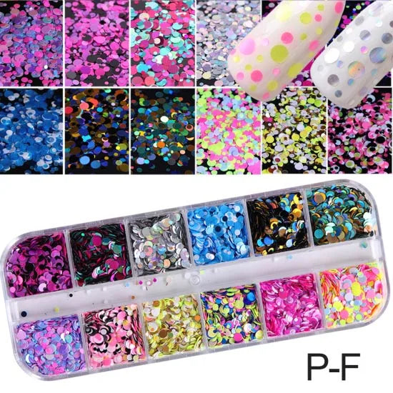 1 Set Mixed Color 3D Ultrathin Sequins Nail Glitter Flakes 1/2/3mm Sparkly DIY Tips Dazzling Paillette Nail Art Decorations TRP.