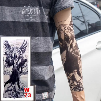 1pc hot sale tattoo sleeve  styles elastic Fake 100%nylon Arm stocking beloved girl Buddha Wolf Dragon design halloween cool men.