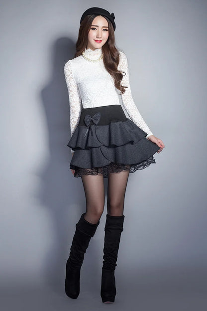 Zuolunouba 2024 Elastizität Sommer Rock Frauen Süße Blumen Bowknot Mini Tutu Frau Röcke Shorts Spitze Jupe Femme Büro Röcke.