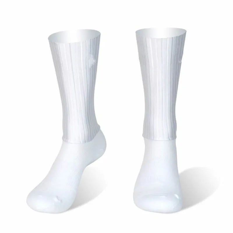 Anti Slip Silicone Summer Aero Socks Whiteline Cycling Socks Men Bicycle Sport Running Bike Socks Calcetines Ciclismo.