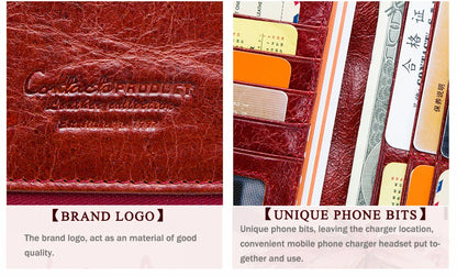 Contact's 100% Genuine Leather Wallet Women Long Coin Purse Hasp Design Clutch Bags Name Engraving Card Holder Wallets Cartera