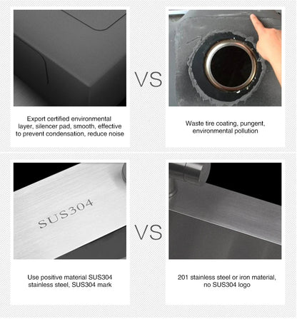 Large Size Single Kitchen Sink Handmade Brushed 304 Stainless Steel 3mm Thickness Single Bowl Bar Counter Kitchen Kinks