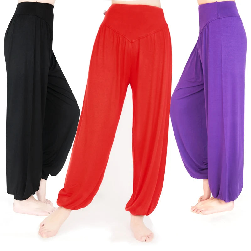 Women Yoga Pants Women Plus Size Sports Pants Yoga Leggings Colorful Bloomers Dance Yoga TaiChi Pants Modal WomenTrousers.
