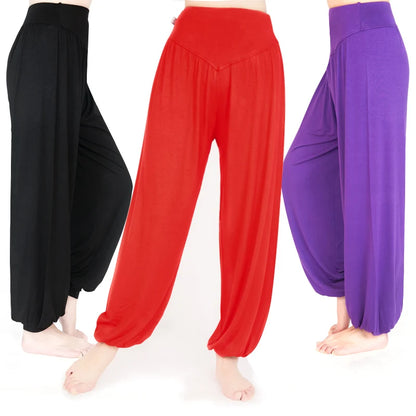 Women Yoga Pants Women Plus Size Sports Pants Yoga Leggings Colorful Bloomers Dance Yoga TaiChi Pants Modal WomenTrousers.