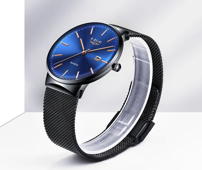 LIGE Fashion Luxury Womens Watch Ultra-thin Steel Mesh Strap Quartz Wristwatch Women Clock Casual Waterproof Watches Reloj Mujer