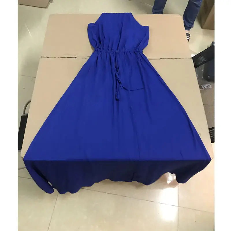 2025 sommer Maxi Lange Party Kleid Frauen Neckholder Vintage Ärmellose Hohe Split Boho Kleid 2XL Größe Sexy Strand Kleid Vestido