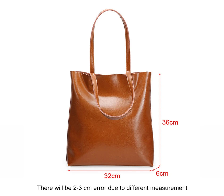 Cow Leather Bag Ladies Genuine Leather Handbags Big Women Bag Large Vintage Female 2023 Office Hand Shoulder Bags For Women Tote.