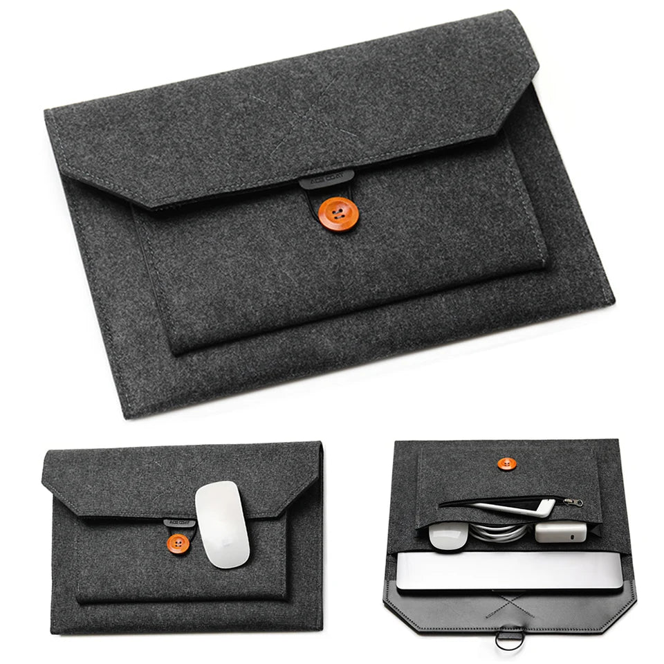 11.6/13/14/15"Laptop Sleeve Felt Ultralight Notebook Tablet Pad Case Multi-pocket Pouch Bag Briefcases for Apple Macbook/ Asus.