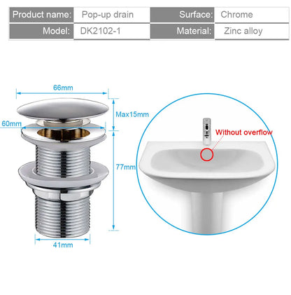 Bad Eitelkeit Waschbecken Pop Up Abfluss mit Überlauf, Wasserhahn Schiff Pop Up Abfluss Stopper