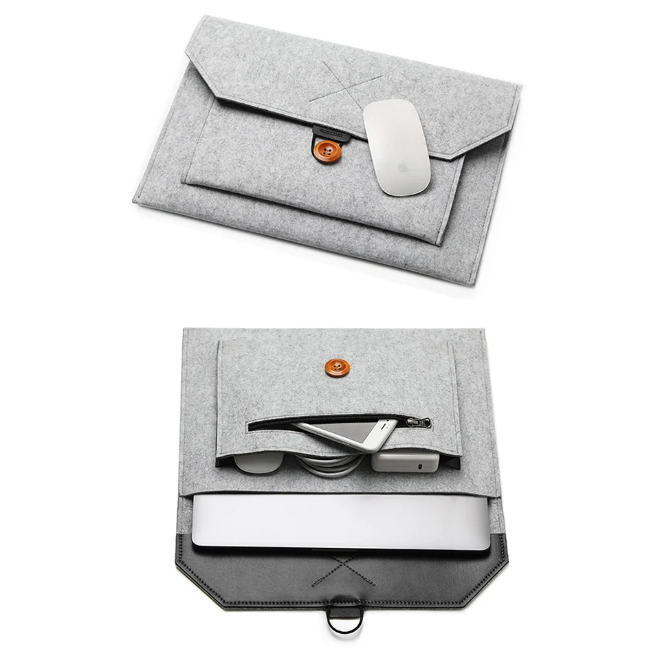 11.6/13/14/15"Laptop Sleeve Felt Ultralight Notebook Tablet Pad Case Multi-pocket Pouch Bag Briefcases for Apple Macbook/ Asus.