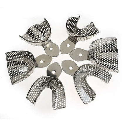 1 Set Dental Lab Equipment L/M/S Size Upper Lower Stainless Steel Impression Trays For Dental Lab.